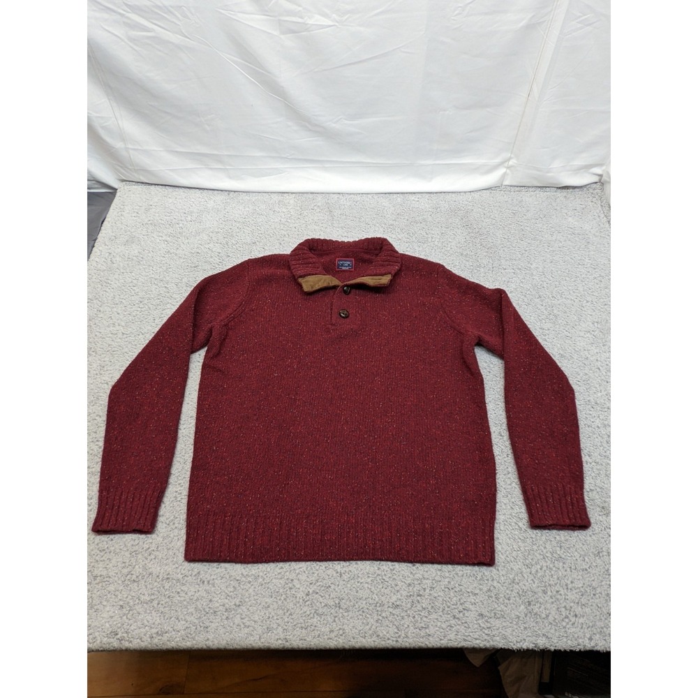 UNTUCKit Mens Large Vangone Lambswool Sweater Burgundy Mock Neck Pullover Preppy